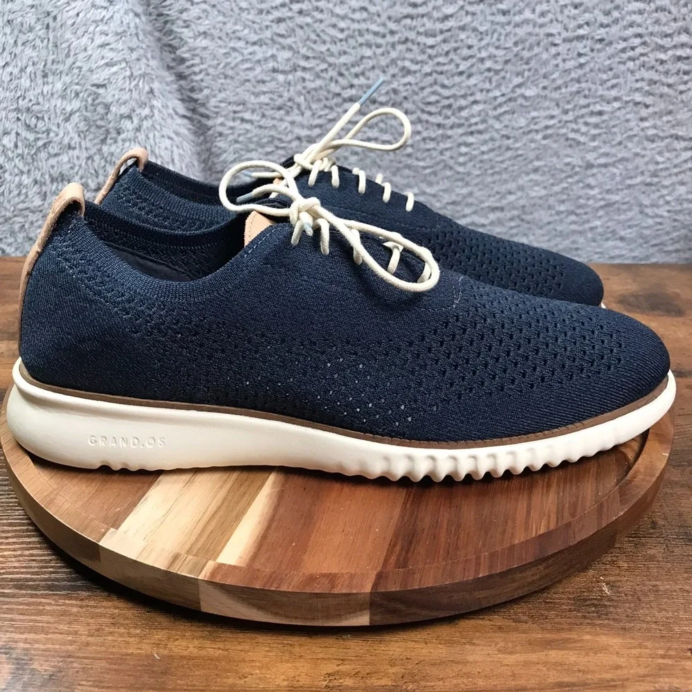 Cole Haan 2.ZeroGrand Stitchlite Wingtip Oxford Mens 10.5M Marine Blue/Ivory